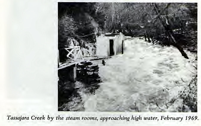 Machine generated alternative text:
Tassajara Creek by the steam rooms, approaching high water, February 1969. 